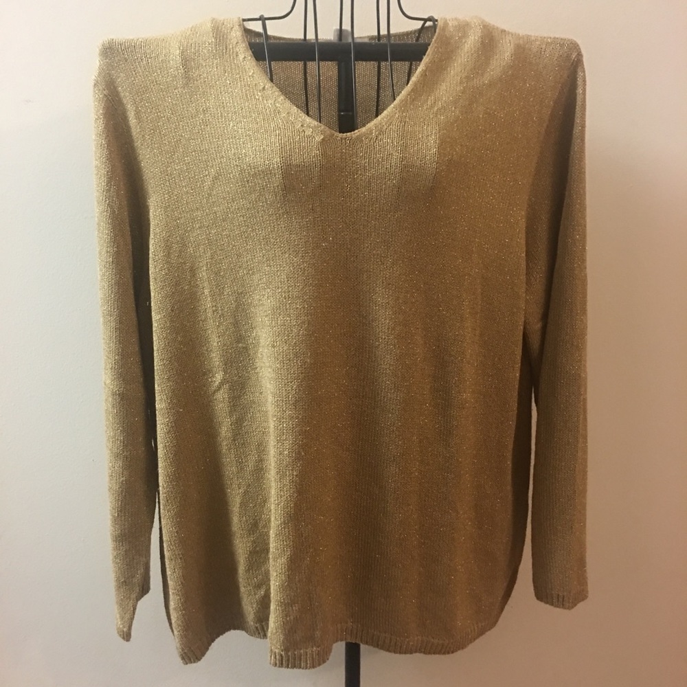 Chaus & Co 2X Gold Shimmer Sweater